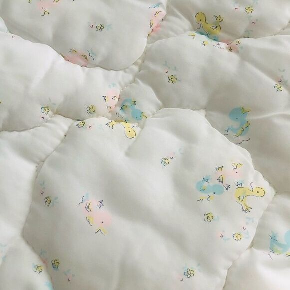 vintage baby blanket white sleeping blanket pastel ducks play mat soft - Picture 14 of 16